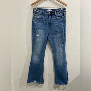 Vervet High Rise Boho Flare Jeans Distressed Stretch Western Contemporary